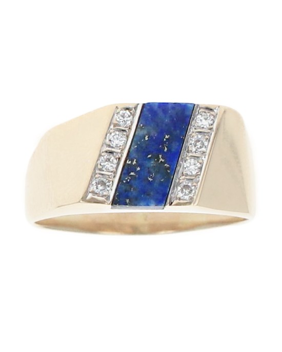 Gentlemans Lapis Lazuli Panel and Diamond Ring